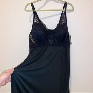 French Affair Black Lace and Silk Lingerie Set